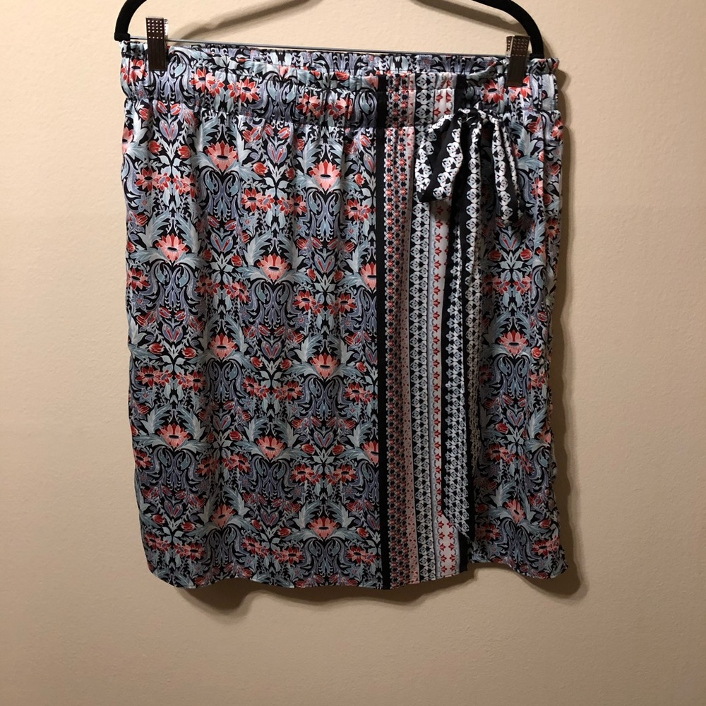 LOFT Satin Floral Wrap Skirt